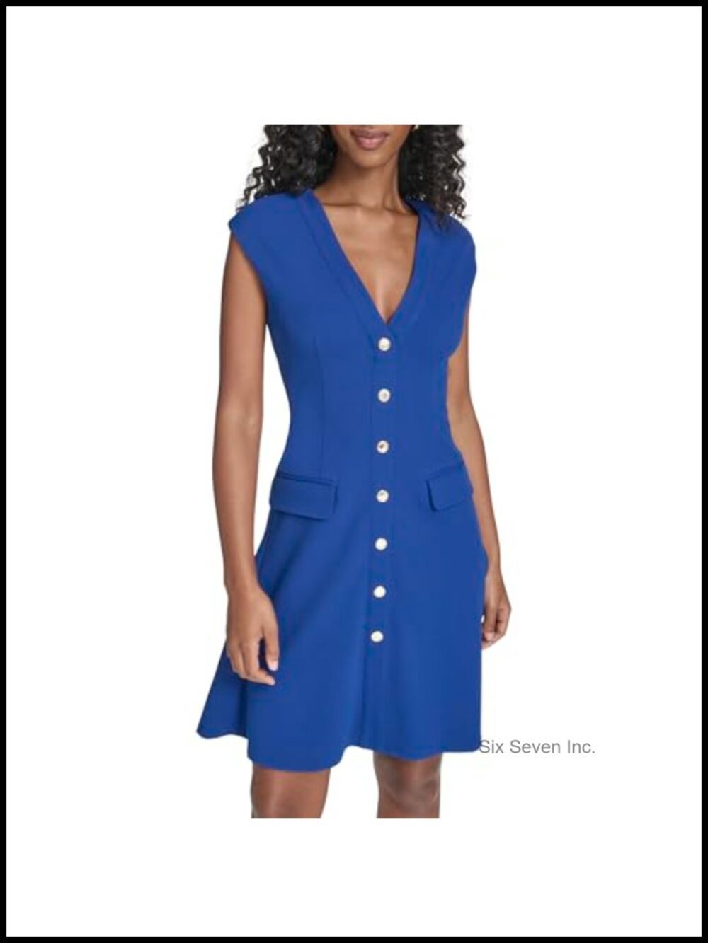 Fit & Flare Dress with Cap Sleeves in Scuba Crepe